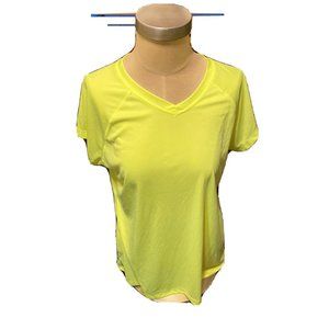 Champion Performance Women's V-Neck T-Shirt - XL - Neon Yellow - Polyester - EUC